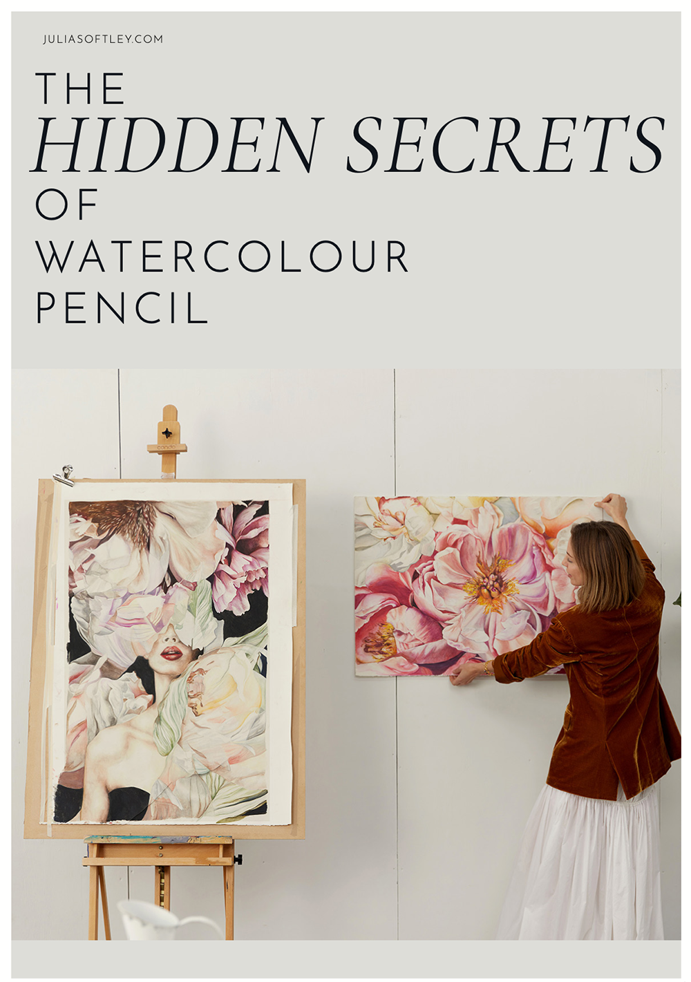 Cover image of The Hidden Secrets of Watercolour Pencil guide"
"Example of blending technique from watercolour pencil PDF